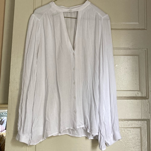 Lush Tops - Lush White Button-up Choker Peasant Blouse